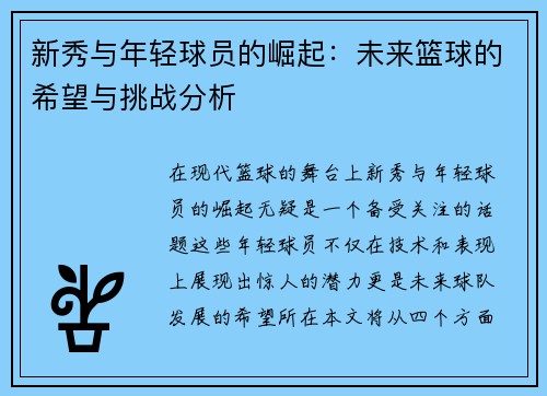 新秀与年轻球员的崛起：未来篮球的希望与挑战分析